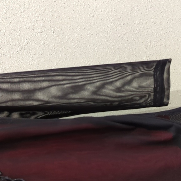 Sheer mesh shirt dress black red embroidered XL women's fairy core academia goth - Picture 4 of 10